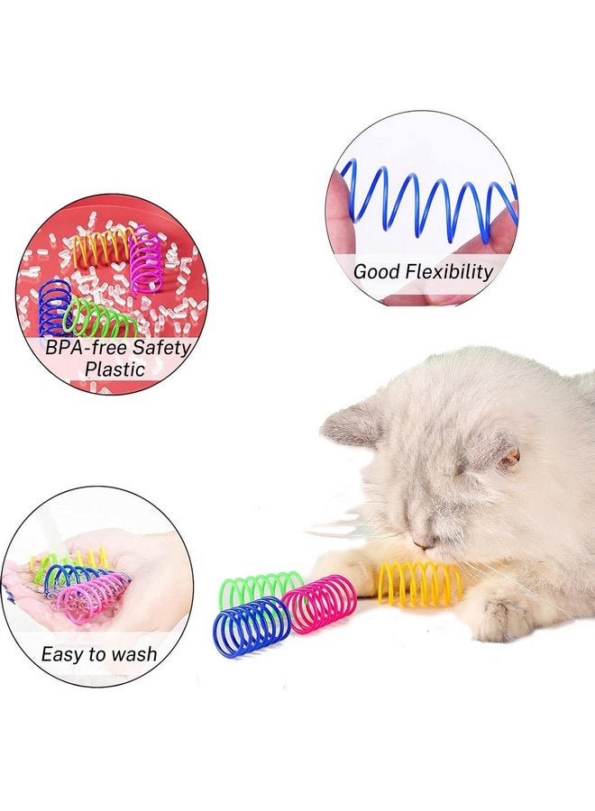 Cat Colorful Spiral Springs Toys, Cat Creative Toys for Kittens, Durable Heavy Plastic Interactive Toys to Kill Time and Keep Fit for Swatting, Biting, Hunting Kitten Toys (64 PCS) - Image 5
