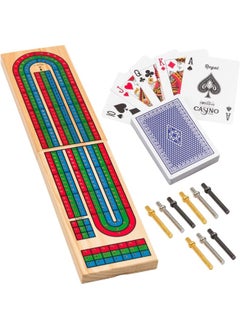 Regal Games Regal Games Cribbage Board Game Set w/Storage - Fun Table Game with Wooden Board for Adults & Kids - 9 Metal Pegs, Deck of Playing Cards & 2-4 Player Games - Ideal for Game Night, Travel (Ages 8+)  - Image 4