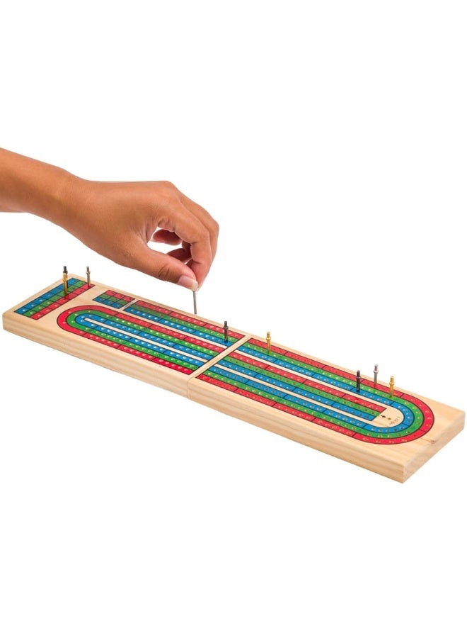 Regal Games Cribbage Board Game Set w/Storage - Fun Table Game with Wooden Board for Adults & Kids - 9 Metal Pegs, Deck of Playing Cards & 2-4 Player Games - Ideal for Game Night, Travel (Ages 8+) - Image 2