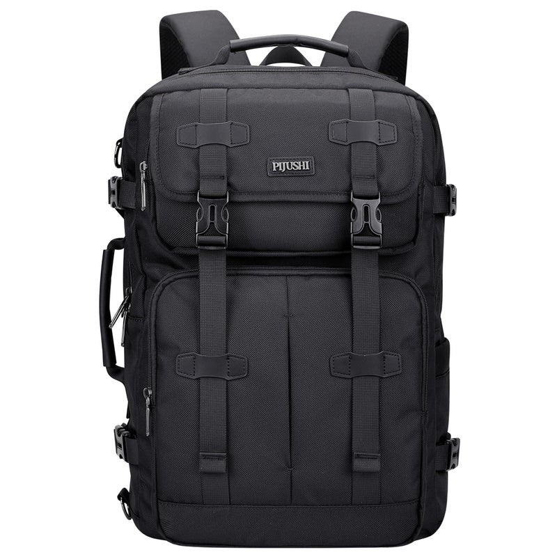 PIJUSHI Carry on Travel Backpack for Women Men Convertible Duffle Bag Flight Approved Luggage Backpack Fit 16 Inch Laptop(PE053 Black) - Image 1