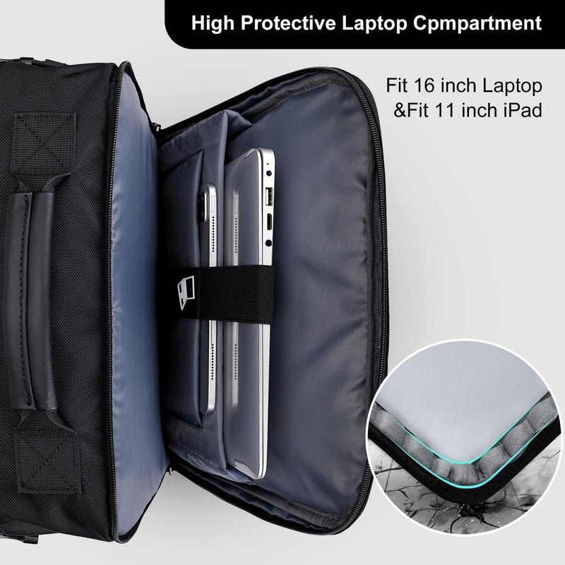 PIJUSHI Carry on Travel Backpack for Women Men Convertible Duffle Bag Flight Approved Luggage Backpack Fit 16 Inch Laptop(PE053 Black) - Image 5