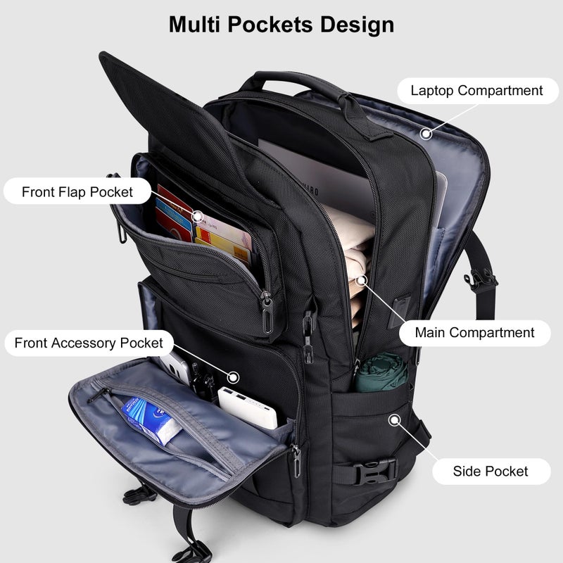 PIJUSHI Carry on Travel Backpack for Women Men Convertible Duffle Bag Flight Approved Luggage Backpack Fit 16 Inch Laptop(PE053 Black) - Image 4