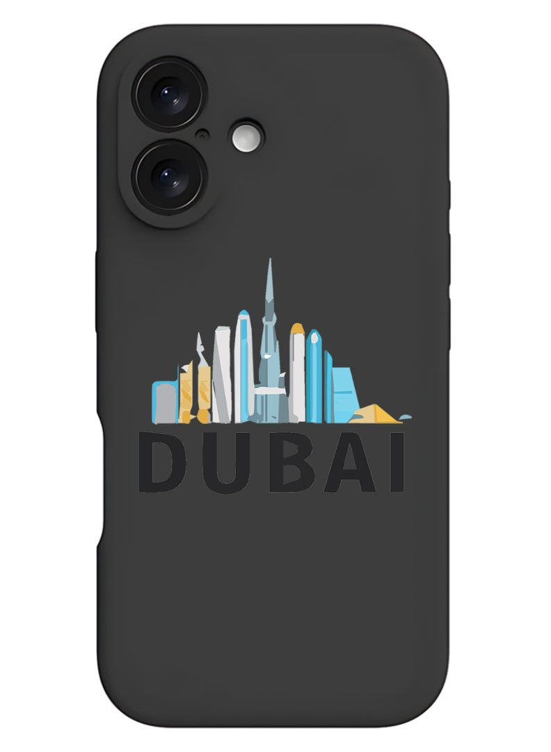 Theodor iPhone 16 Plus Black Protective Slim Fit Case Liquid Silicone Cover with Full Body Protection Anti-Scratch Shockproof Case For iPhone - Dubai Black - Image 1