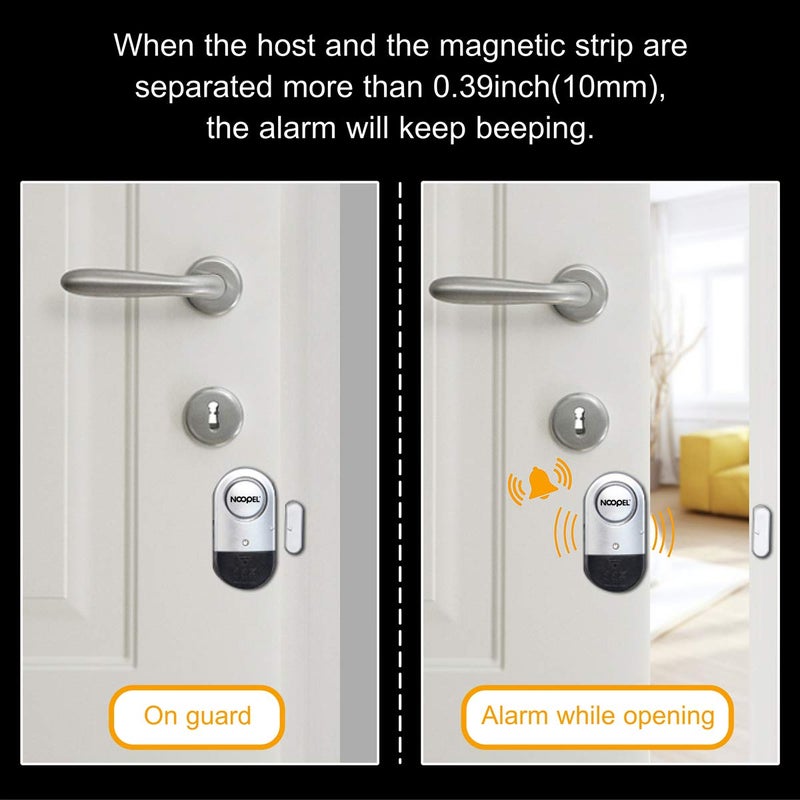 NOOPEL Door Alarms When Opened, 4 Pack Noopel 120DB Loud Pool Alarms for Doors, Window Alarm Sensors for Kids Safety, Burglar Entry Alert for Home Security - Image 2