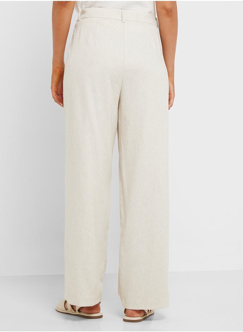 VERO MODA - High Waist Wide Leg Linen 30" Pants - Image 1