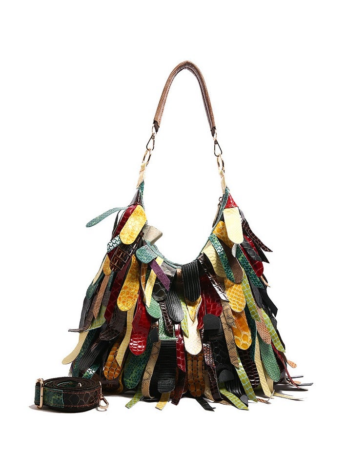Mark Fairwhale Color Blocking Splicing Trendy Tote Bag 