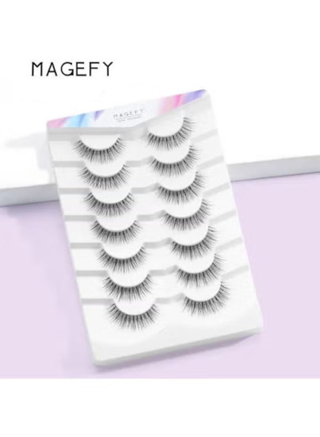 Lashes False Eyelashes Cat Eyes Wispy Natural Faux Mink Lashes 7 Pairs Pack Light Volume Short Fake Eye Lashes 3D Artificial Lashes Fluffy and Soft Lash Set - view 2