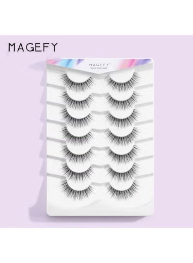 Lashes False Eyelashes Cat Eyes Wispy Natural Faux Mink Lashes 7 Pairs Pack Light Volume Short Fake Eye Lashes 3D Artificial Lashes Fluffy and Soft Lash Set - view 3