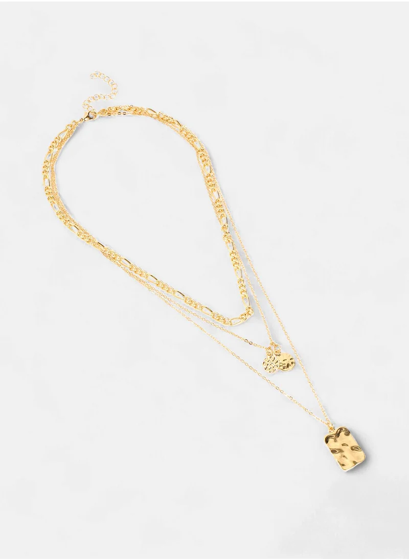 SOHI The Dented Charm Layered Necklace