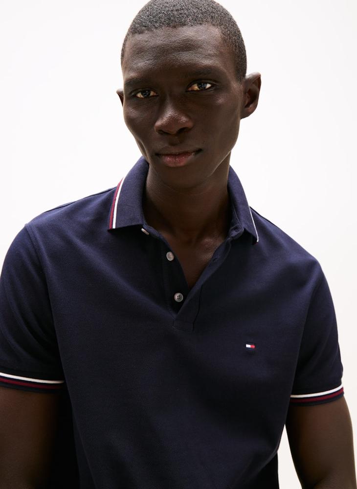 TOMMY HILFIGER Logo Print Tipped Polo Shirt  - Image 3