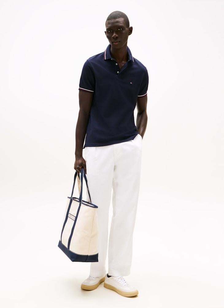 TOMMY HILFIGER Logo Print Tipped Polo Shirt  - Image 4