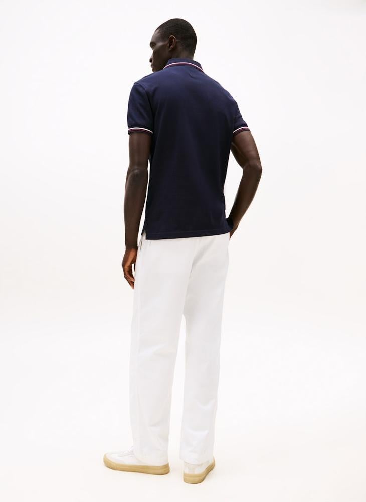 TOMMY HILFIGER Logo Print Tipped Polo Shirt  - Image 2