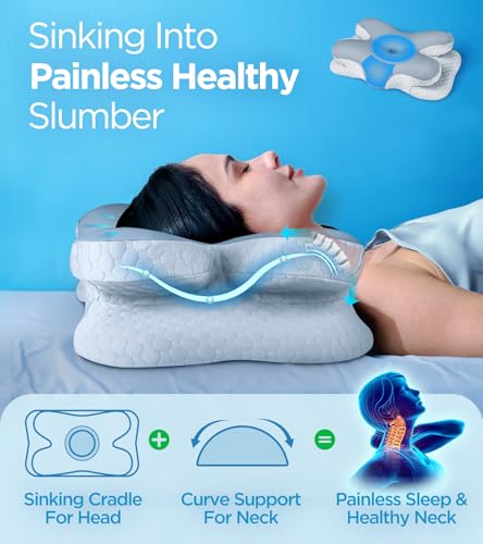 Osteo Enjoy Pain Relief Sleeping Cervical Neck Pillow Ergonomic Contour Zoned Fits Side Sleeper NonTemperature Affected Memory Foam Pillows Qmax Cooling Pillow Support Back Stomach Sleepers - Image 5