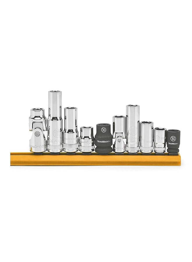 GearWrench 10 Pc 1/4 Inch And 3/8 Inch Drive 6 Point 10Mm Socket Set 80319 - Image 1