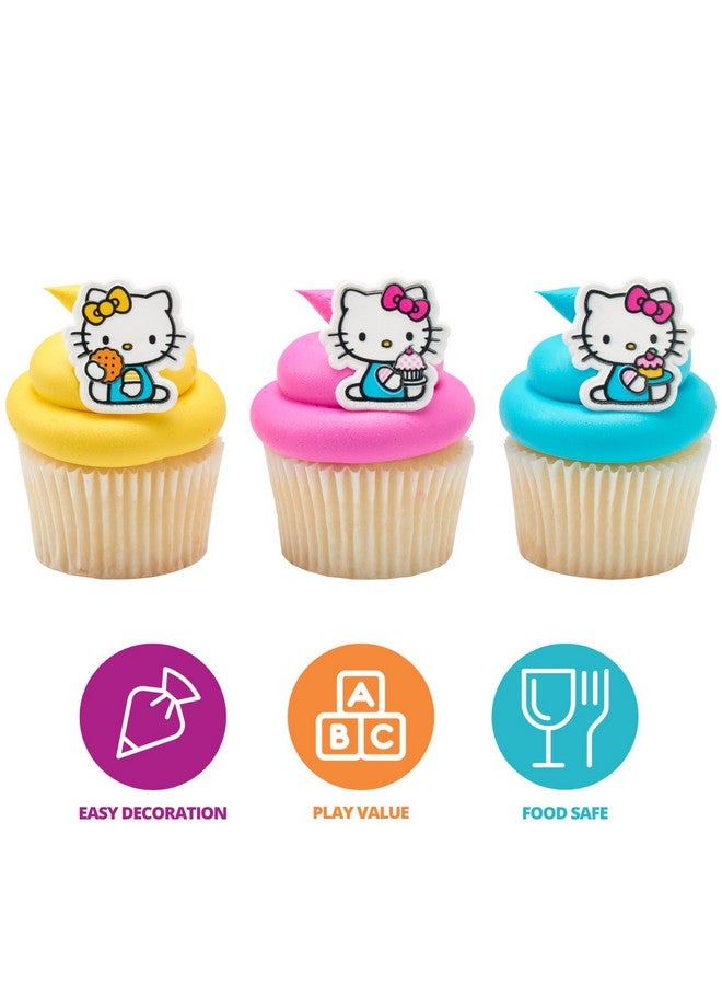 DecoPac DecoPac Hello Kitty® Rings, Cupcake Decorations Featuring Hello Kitty and Mimmy, Pink And Yellow - 24 Pack  - Image 2