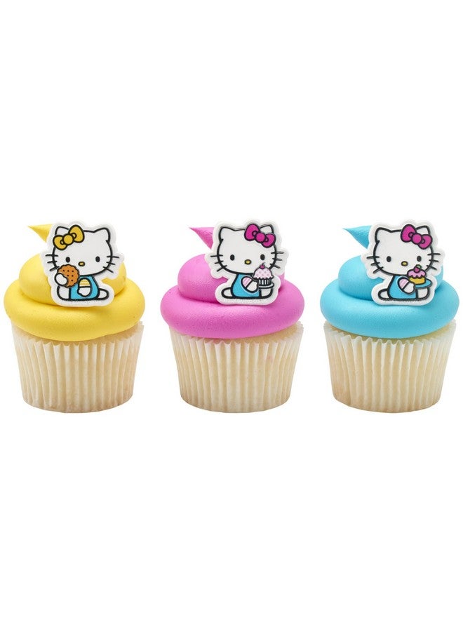 DecoPac DecoPac Hello Kitty® Rings, Cupcake Decorations Featuring Hello Kitty and Mimmy, Pink And Yellow - 24 Pack  - Image 1