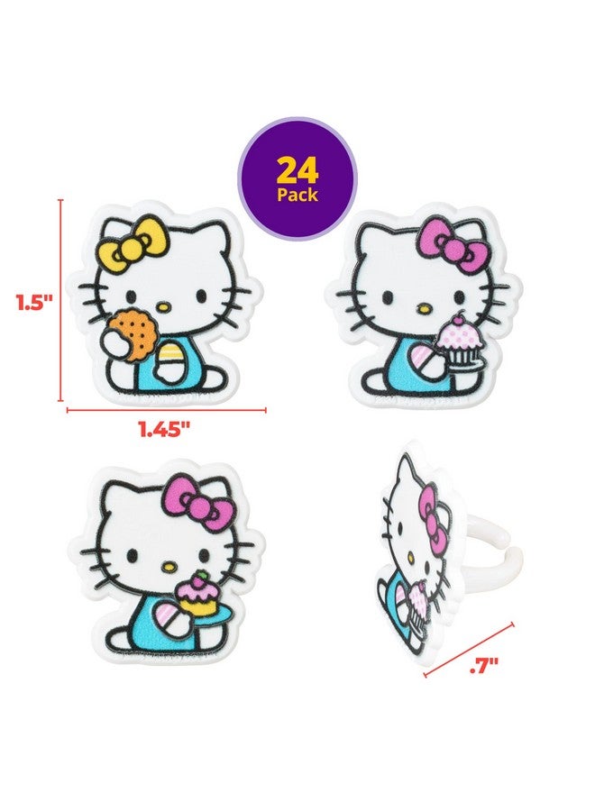 DecoPac DecoPac Hello Kitty® Rings, Cupcake Decorations Featuring Hello Kitty and Mimmy, Pink And Yellow - 24 Pack  - Image 4