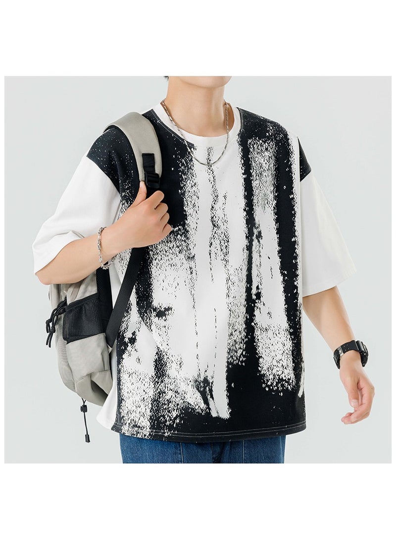 Large Size Fashionable Men's Printed Casual Round Neck T-shirt  - Image 2