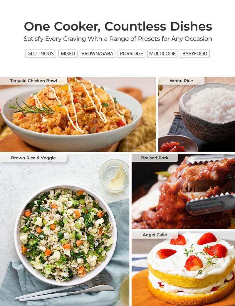 Cuckoo طباخ الأرز CUCKOO Micom سعة 6 أكواب غير مطبوخة / 12 كوب مطبوخ، صانع أرز بتقنية المنطق الضبابي مع مؤقت تأخير وإعداد الحفاظ على الحرارة، بخار طعام متعدد الاستخدامات للطهي، وعاء داخلي غير لاصق، أحمر (CR-0655F) - Image 3