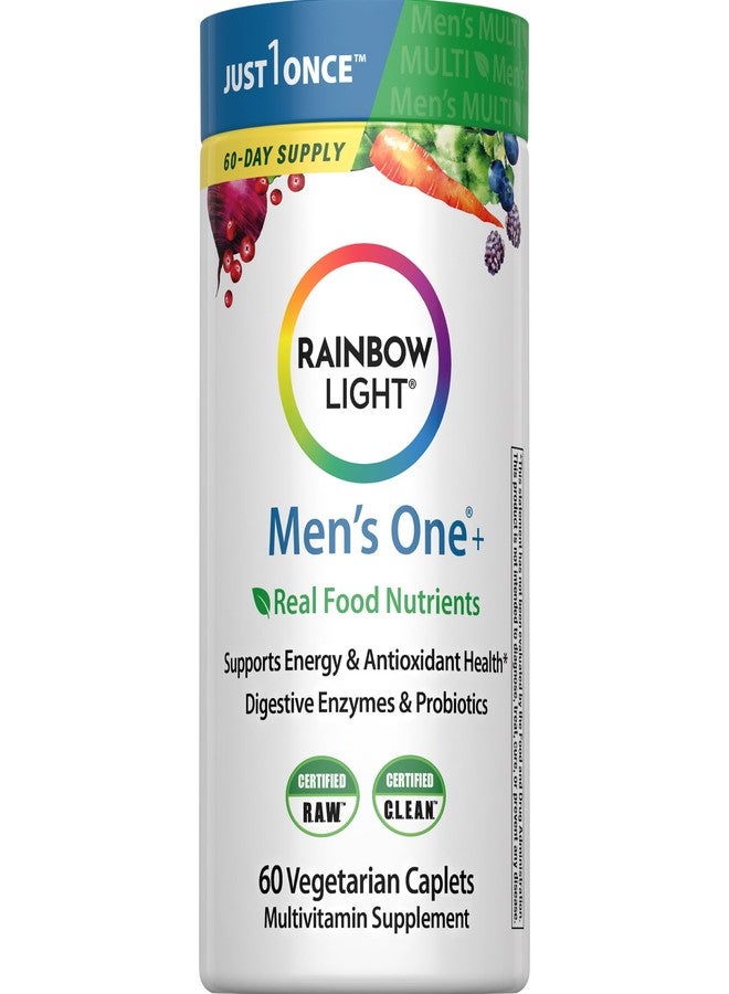 Rainbow Light Mens Multivitamin One + | 60 Caplets | Supports Energy & Antioxidant Health | with Real Food Nutrients, Digestive Enzymes & Probiotics - Image 1