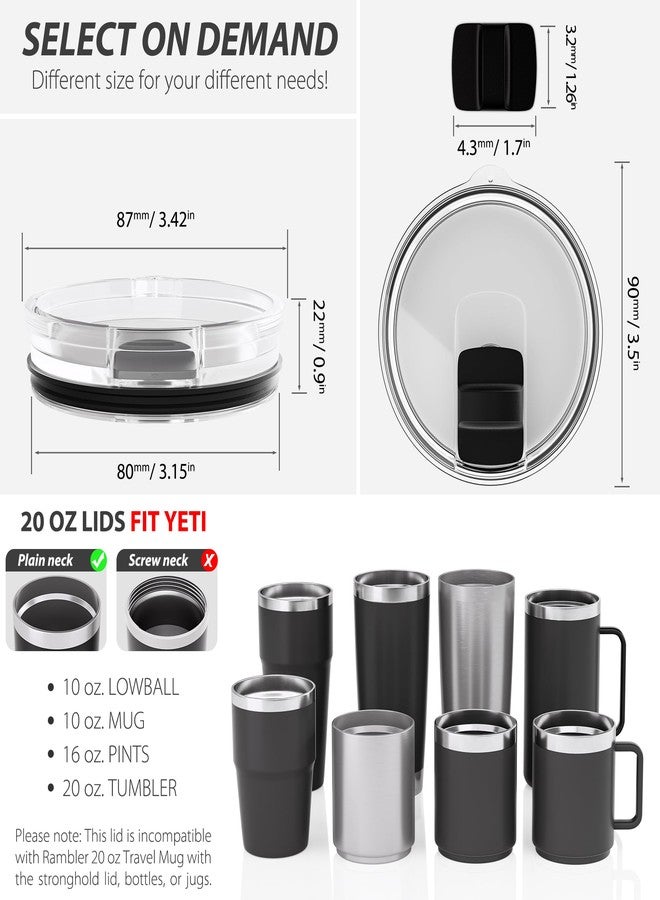 CeleVista 20 oz Tumbler Lid for YETI, 4 Pack Magnetic Replacement Lids for 10/24 oz Mug and 10 oz Lowball, Spill Proof Cup Covers with Slide Switch, BPA Free - Image 2