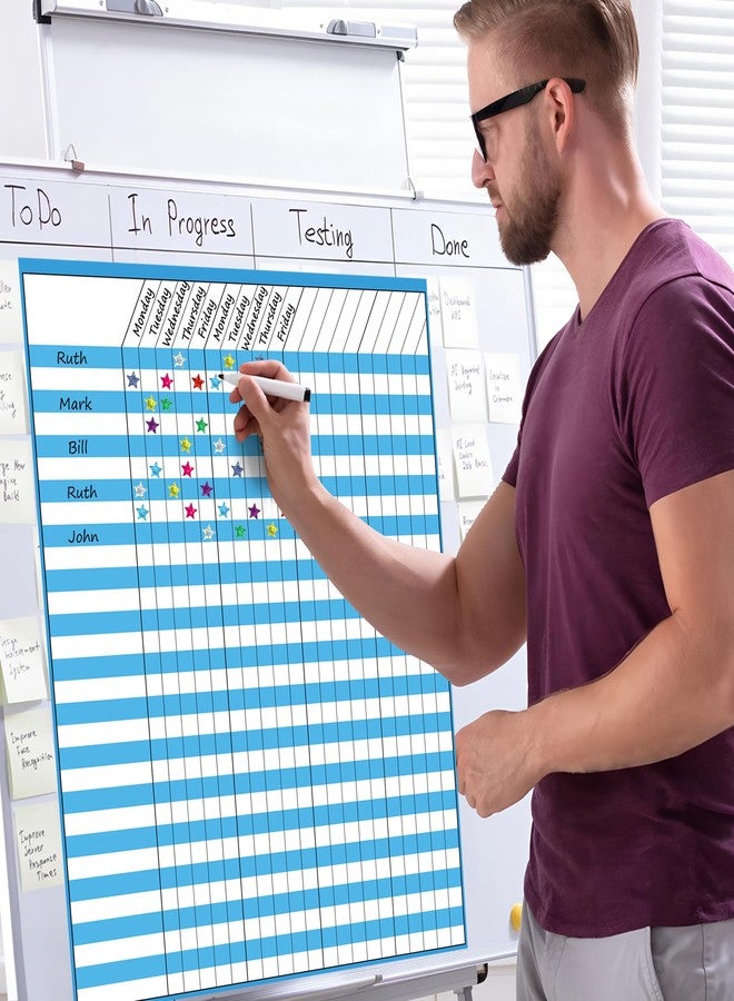peony man 8 Pack Colorful Dry Erase Incentive Chart Multi-Color Classroom Incentive Chart Dry Erase Reward Chore Charts with 1350 Reward Star Stickers for School Attendance Homework Progress Tracking, 13" x 17" - Image 5