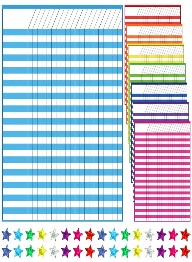 peony man 8 Pack Colorful Dry Erase Incentive Chart Multi-Color Classroom Incentive Chart Dry Erase Reward Chore Charts with 1350 Reward Star Stickers for School Attendance Homework Progress Tracking, 13" x 17" - Image 1