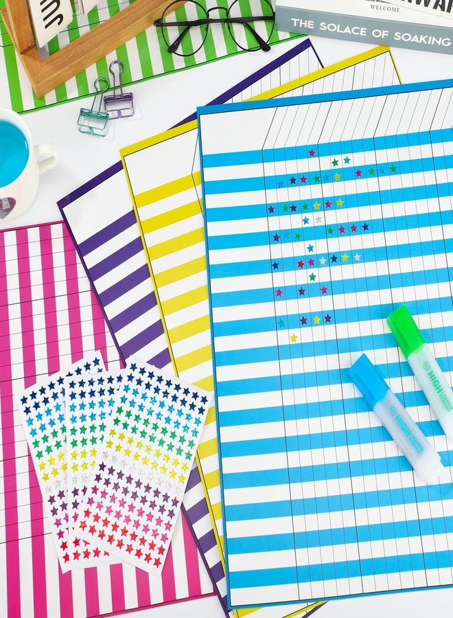 peony man 8 Pack Colorful Dry Erase Incentive Chart Multi-Color Classroom Incentive Chart Dry Erase Reward Chore Charts with 1350 Reward Star Stickers for School Attendance Homework Progress Tracking, 13" x 17" - Image 4