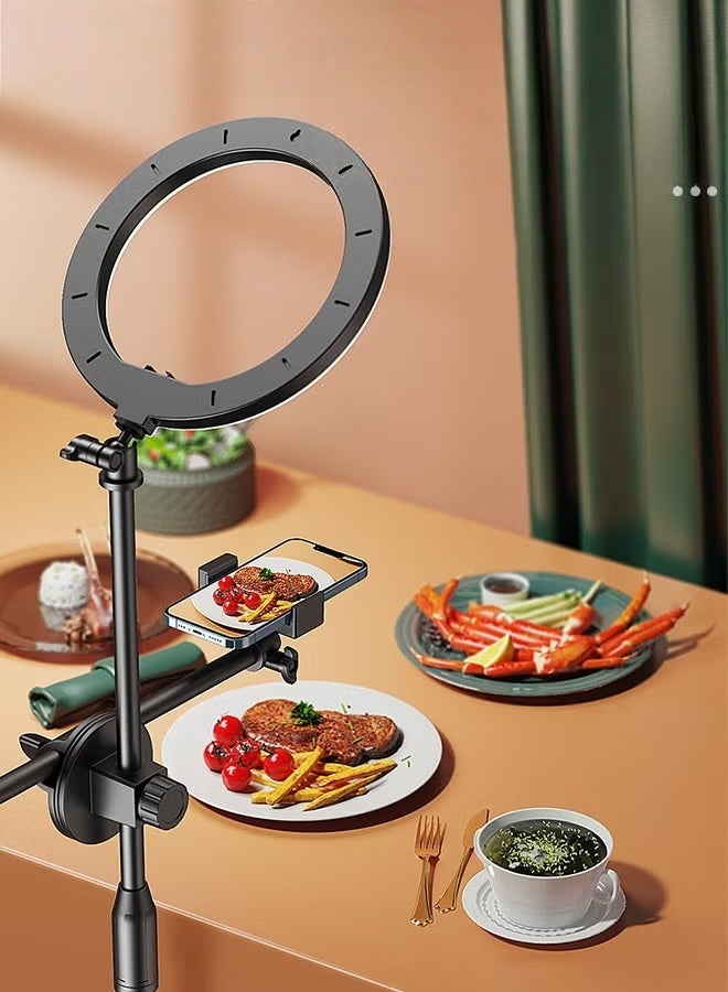 EETU Selfie Ring Light With Stand And Phone Holder,Overhead Camera Mount With 16cm Ring Lights For Phone,Circle Light With Desk Tripod Adjustable Shooting Arm For Video Recording,Live Streaming,Laptop - Image 3
