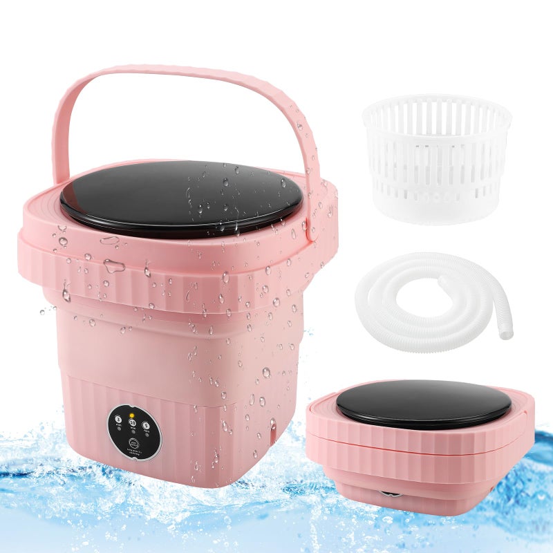 MuseMusy Mini Washing Machine, 6L Portable Foldable Laundry Bowl, Small Washing Machine for Baby Clothes, Underwear or Small Items, Flat, Dorm, Camping (Pink) - Image 1