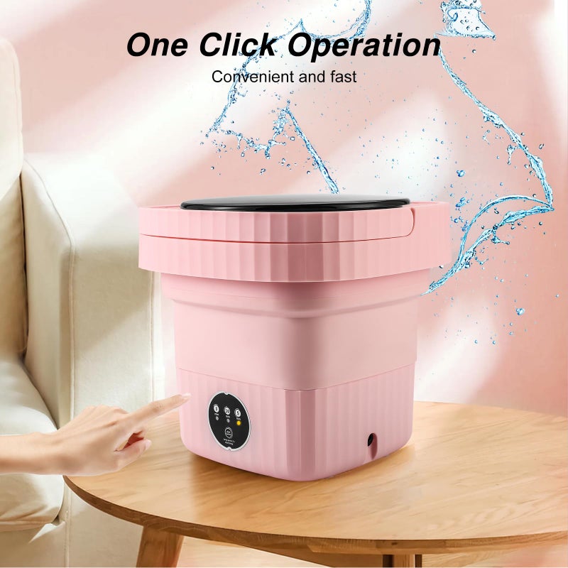 MuseMusy Mini Washing Machine, 6L Portable Foldable Laundry Bowl, Small Washing Machine for Baby Clothes, Underwear or Small Items, Flat, Dorm, Camping (Pink) - Image 5