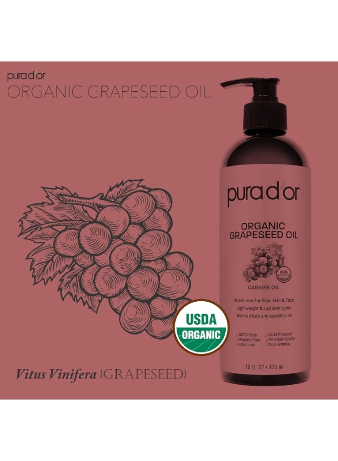 بيورا دور بورا دور، زيت بذور العنب العضوي، 16 أونصة سائلة (473 مل) - Image 3