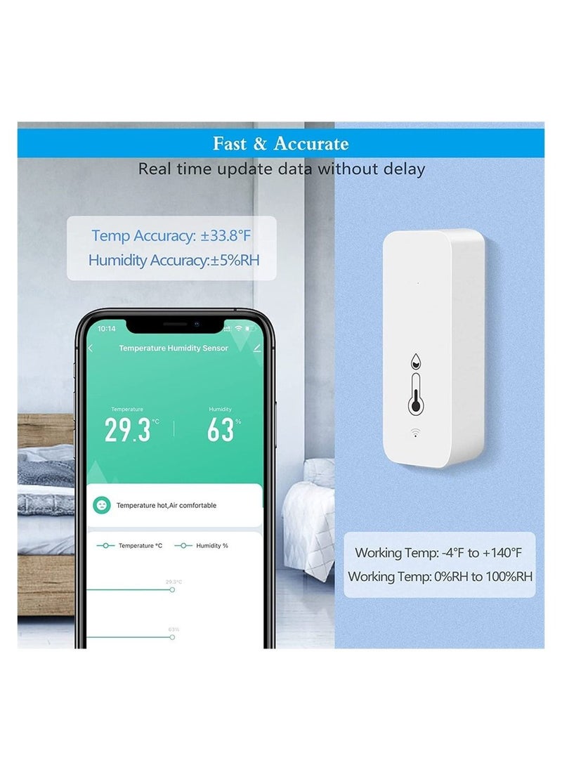 WiFi Thermometer Hygrometer, Temperature Humidity Monitor with App Notification Alert, History Data, Compatible with Alexa Google Assistant, Remote Monitor for Greenhouse, Wine Cellar, Baby Room
