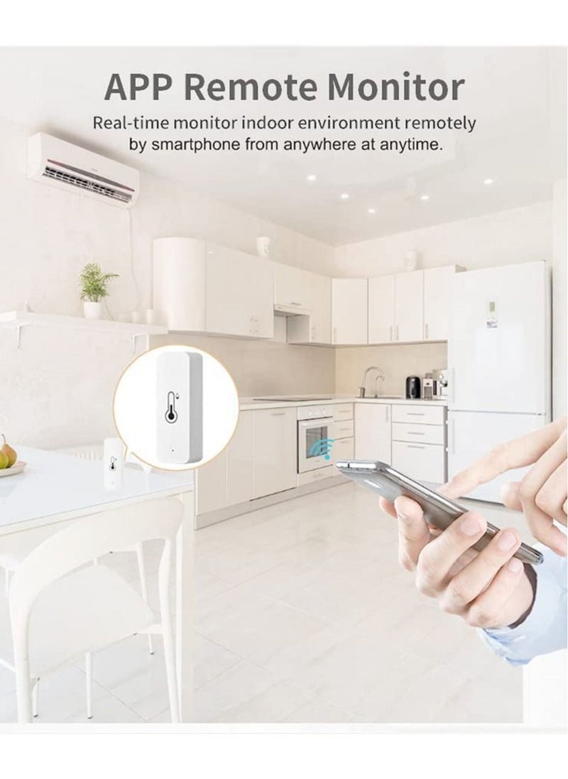 WiFi Thermometer Hygrometer, Temperature Humidity Monitor with App Notification Alert, History Data, Compatible with Alexa Google Assistant, Remote Monitor for Greenhouse, Wine Cellar, Baby Room