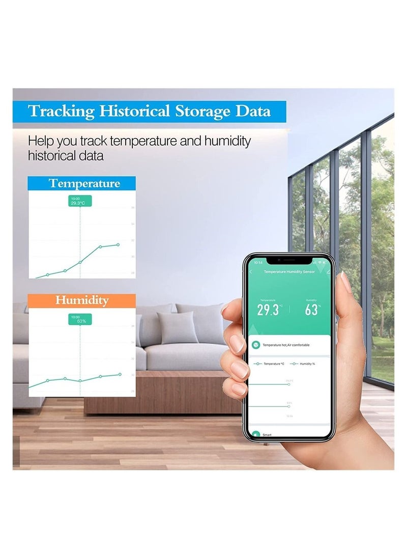 WiFi Thermometer Hygrometer, Temperature Humidity Monitor with App Notification Alert, History Data, Compatible with Alexa Google Assistant, Remote Monitor for Greenhouse, Wine Cellar, Baby Room