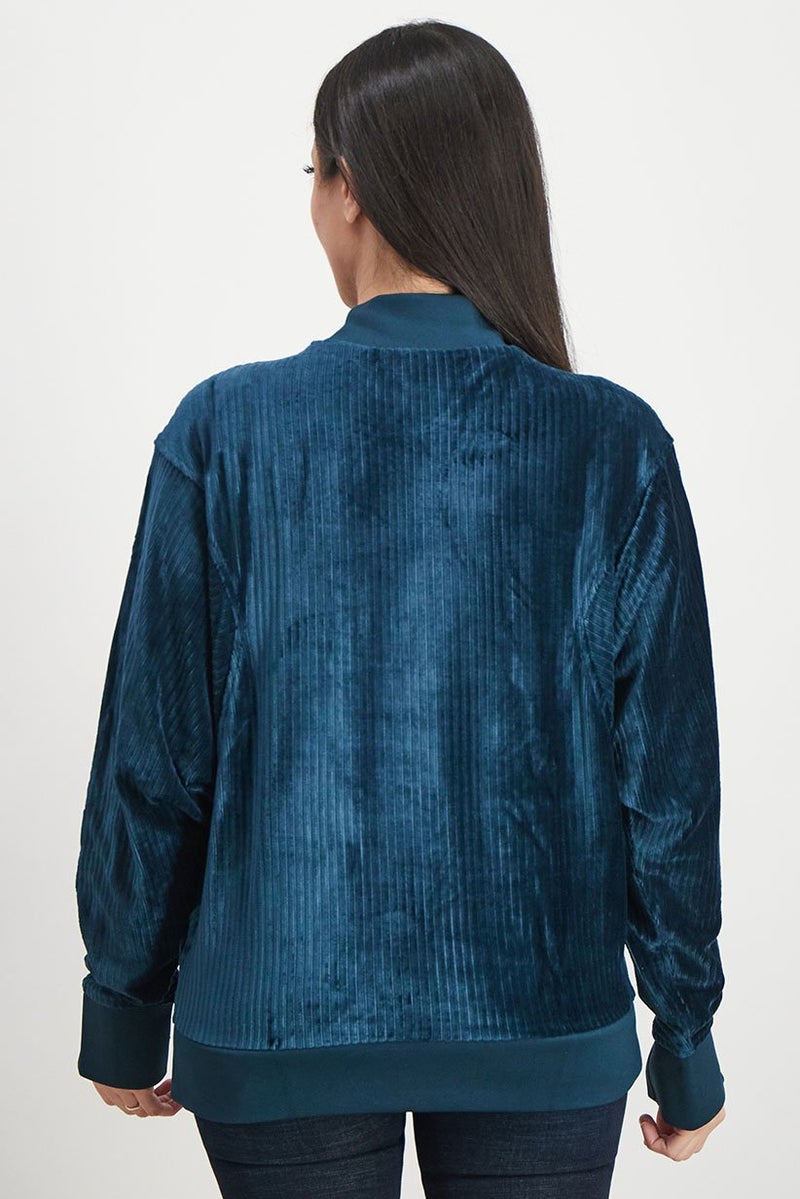 Juicy Couture Women Mock Neck Textured Sweater, Teal - Image 3