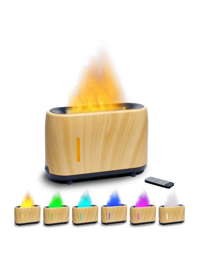 Romanplux Flame Diffuser Humidifier 7 Flame Colors,Essential Oil Aroma Therapy Diffuser with Waterless Auto-Off Protection,Fire Air Diffuser for Home,Office,Bedroom Wood Grain  - Image 1