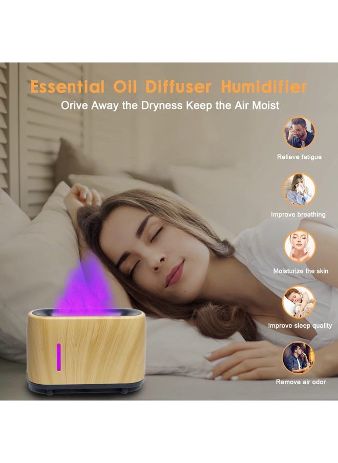 Romanplux Flame Diffuser Humidifier 7 Flame Colors,Essential Oil Aroma Therapy Diffuser with Waterless Auto-Off Protection,Fire Air Diffuser for Home,Office,Bedroom Wood Grain  - Image 4