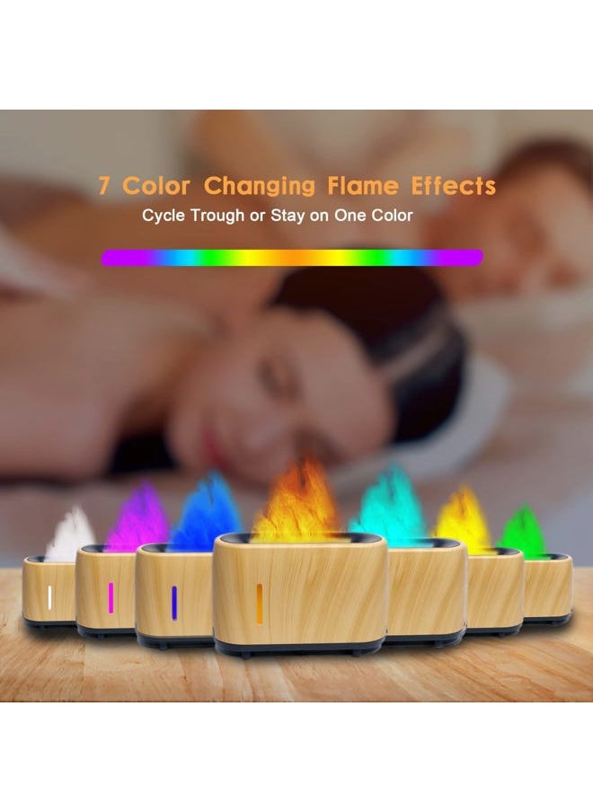 Romanplux Flame Diffuser Humidifier 7 Flame Colors,Essential Oil Aroma Therapy Diffuser with Waterless Auto-Off Protection,Fire Air Diffuser for Home,Office,Bedroom Wood Grain  - Image 2