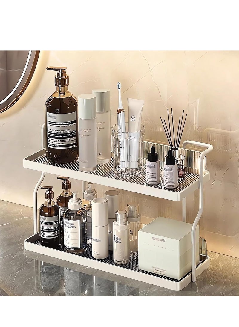 TRASSLE 2-Tier Metal Spice Rack Organizer for Kitchen, Bathroom Countertop, Sink & Cabinet - Separable Non-Slip Counter Organizer, Makeup & Perfume Vanity - Image 1