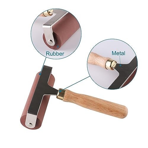 Art Ranger Deluxe Speedball Soft Rubber Brayer for Printmaking Etching Ink application,Inking Blocks or Carved Surfaces for Printmaking,Wooden Handle Roller (4 inches (10 cms)) - Image 4