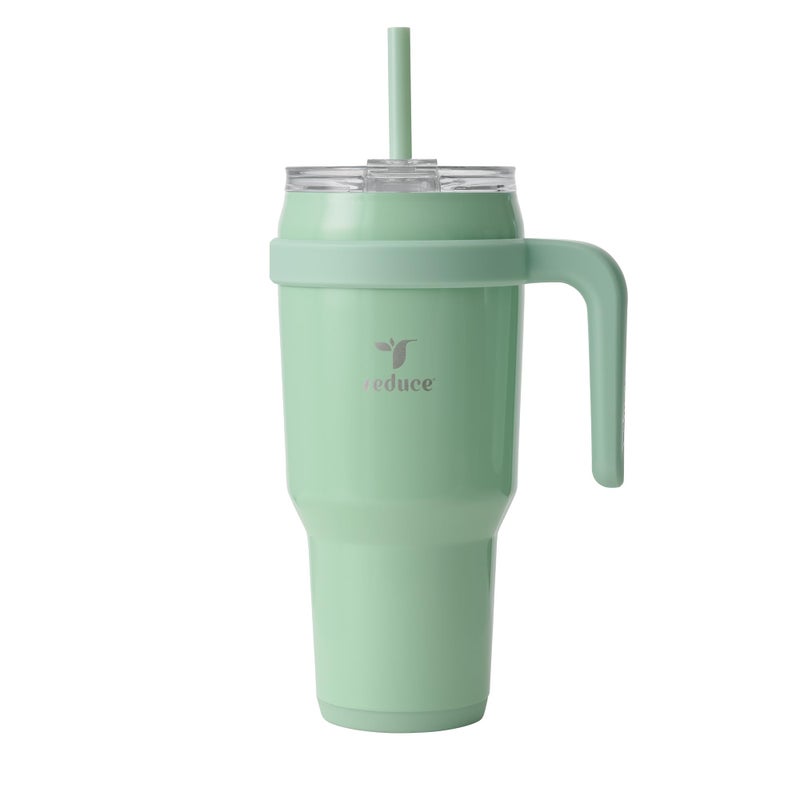REDUCE 40 oz Stainless Steel Tumbler with Handle  DualWall Vacuum Insulated Travel Mug SweatProof Lid  Reusable Straw  Keeps Drinks Cold for 24 Hrs Fits Cupholders Dishwasher Safe  Matcha