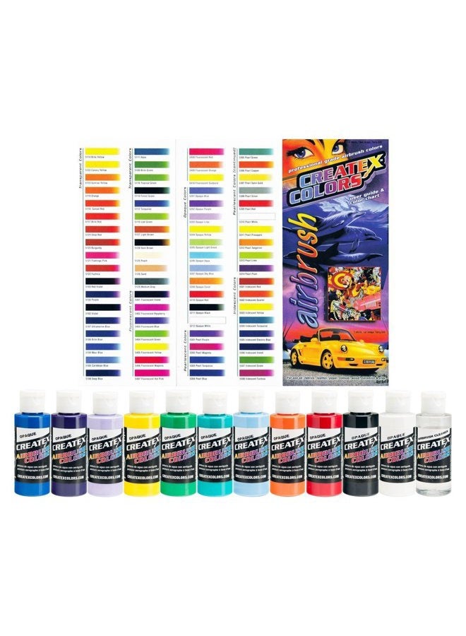Colors Ready to Use Airbrush Paint Set of All 11 Opaque Colors Plus Free Bonus