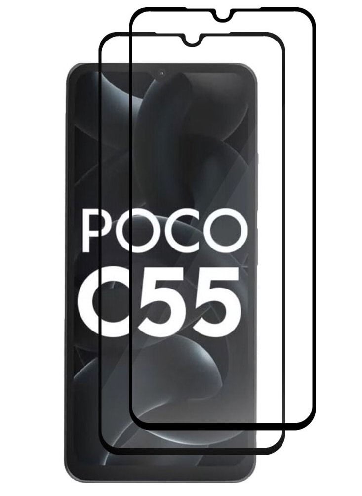 CATANES 2 Pack For Xiaomi Poco C55 Screen Protector Tempered Glass Full Glue Back  - Image 2