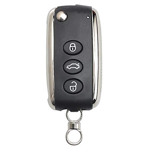 Keyecu Flip Remote Key Shell Case Fob 3 Button for Bentley Continental GT GTC Mulsanne 2004-2016 P/N: KR55WK45032 (Empty Key Shell ONLY) - Image 2