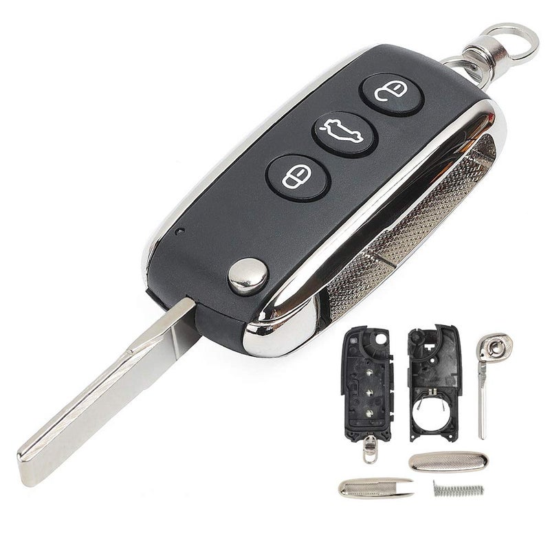 Keyecu Flip Remote Key Shell Case Fob 3 Button for Bentley Continental GT GTC Mulsanne 2004-2016 P/N: KR55WK45032 (Empty Key Shell ONLY) - Image 5