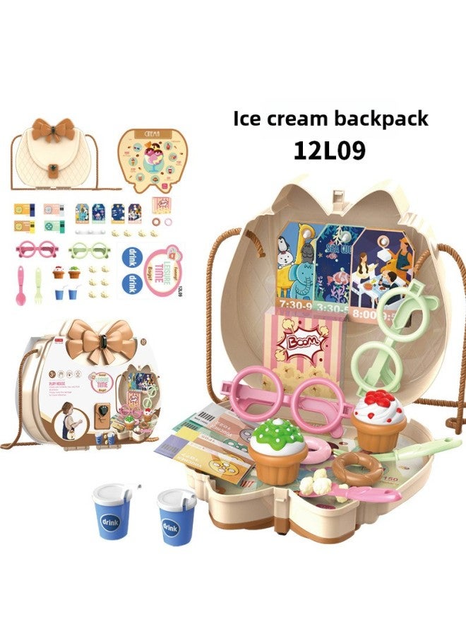 Children's Simulation Play House Makeup Accessories Candy Medical Tools Play House Shoulder Bag Gift Toys Four Colors-Color:12L09 Ice Cream 0.25kg - Image 1