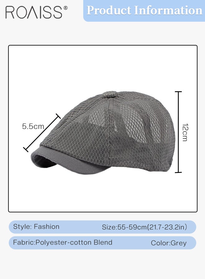 roaiss Breathable Mesh Octagonal Hat for Men and Women, Breathable Retro Casual Fashion Newsboy Cap, Sun Protection Beret, Adjustable Size - Image 2