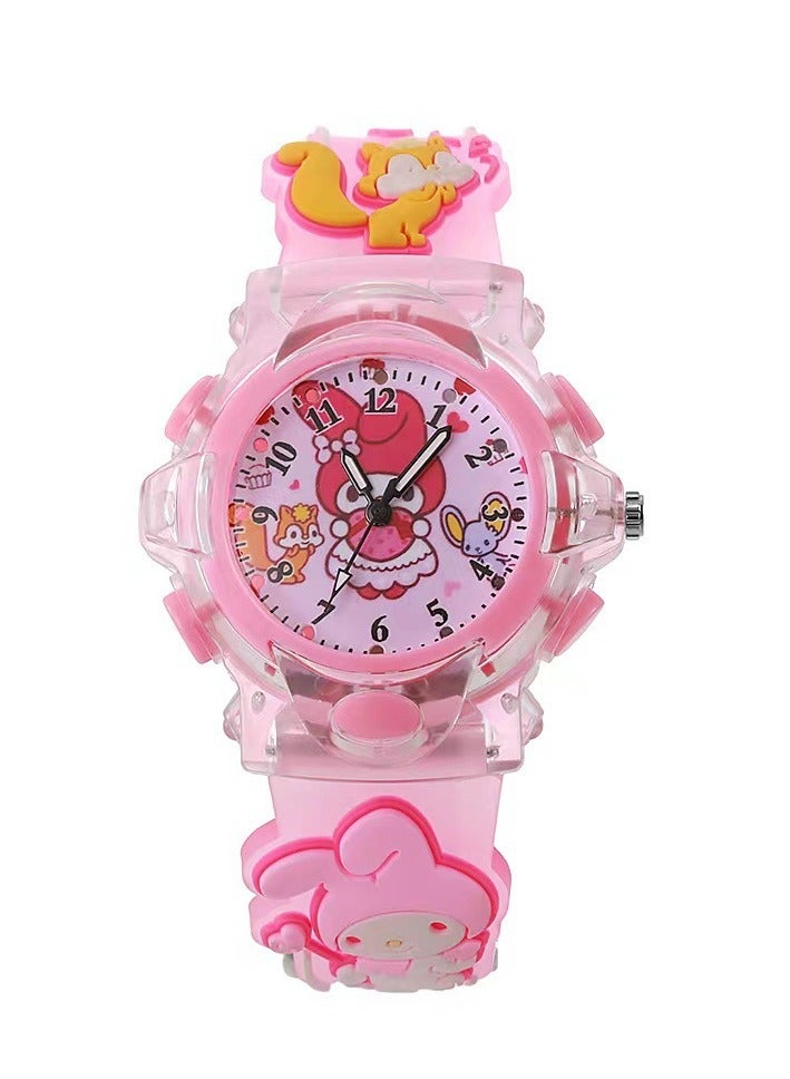Pink Melody Kids Smartwatches Watch Bracelet Glowing glitter with 3D Cartoon Silicone Children Wrist Watch Child Toys for Girls Kids  - Image 2