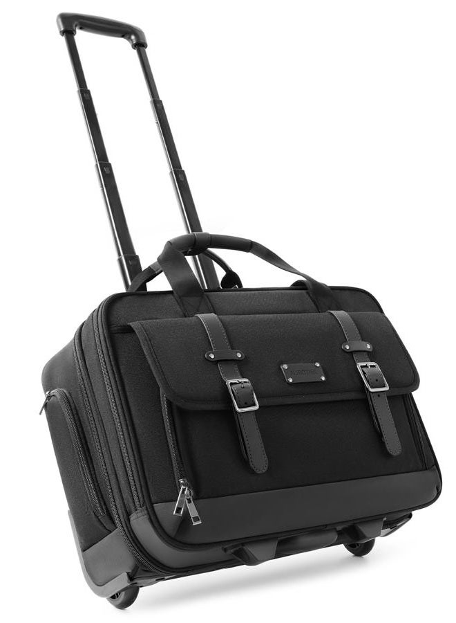 AUROTIER Rolling Laptop Bag, Briefcase for Men and Women, 17 Inch Computer Bag with Wheels Underseat Carry on Luggage, Laptop Briefcase Case for Work, Travel, College Teacher, Mobile Office Bag, Black - Image 1